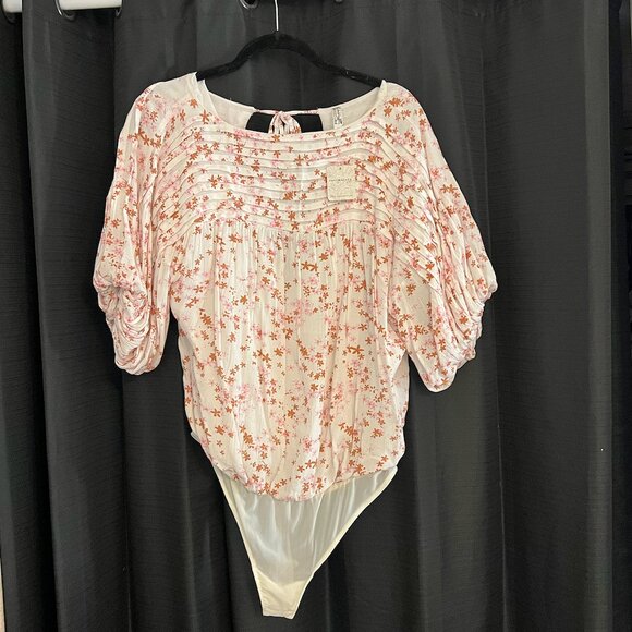 NWT Free People Dessa Woven Floral Bodysuit - Ivory Combo - Picture 4 of 7